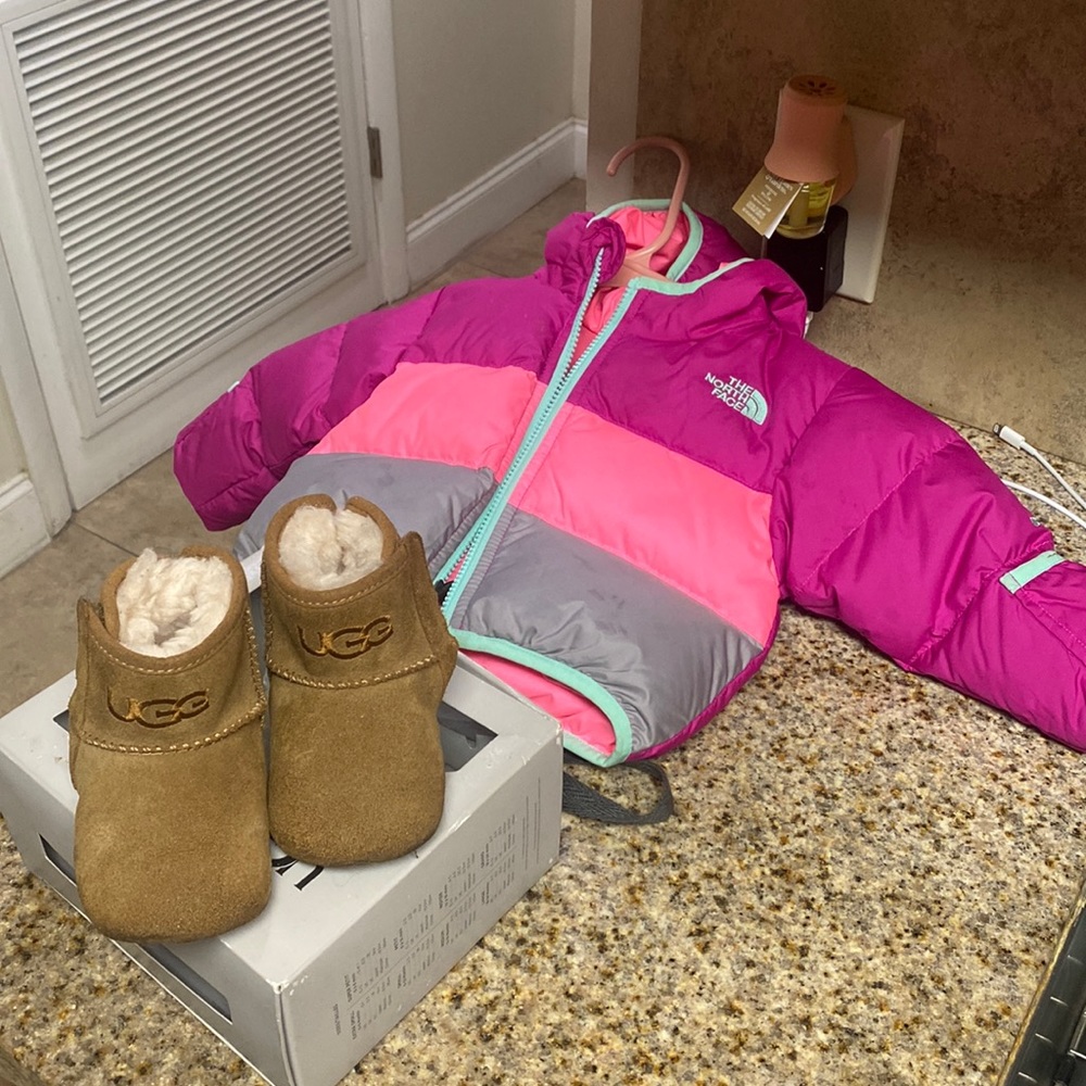 Baby Jesse Uggs ll and the north face puffer jacket